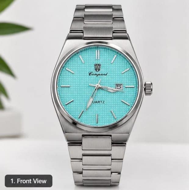 Elegant Turquoise Dial Stainless Steel Quartz Watch